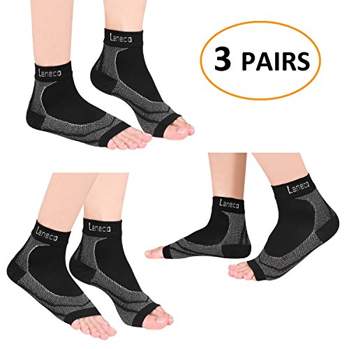 Laneco Plantar Fasciitis Socks (3 Pairs), Compression Foot Sleeves with ...